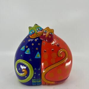 Laurel Burch Ganz Two Sitting Cats Figurine Hand Painted Ceramic Casa Bella Vtg